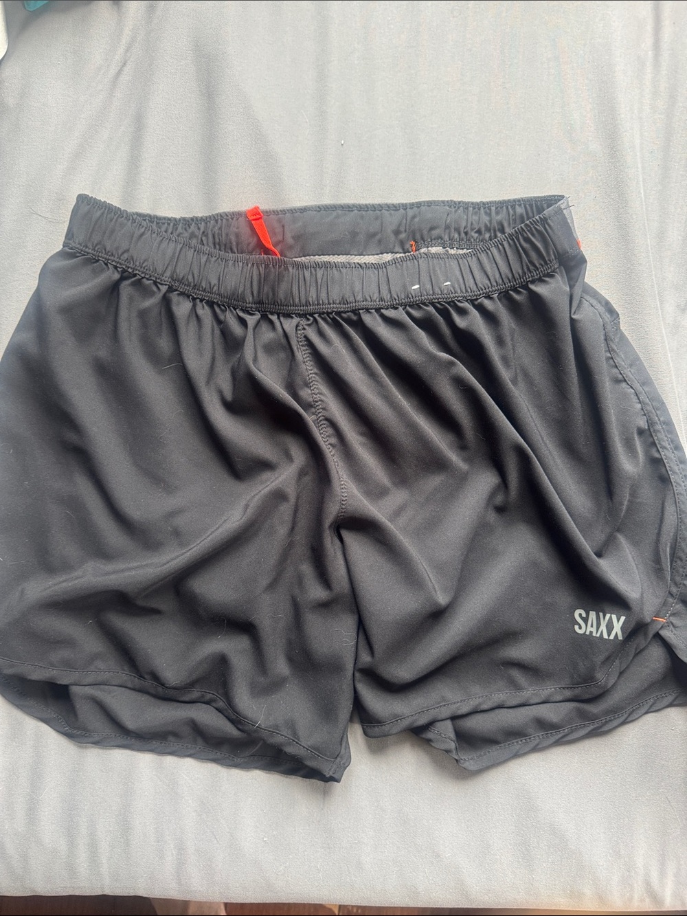 Saxx Black Running Shorts with Red Drawstring Accent